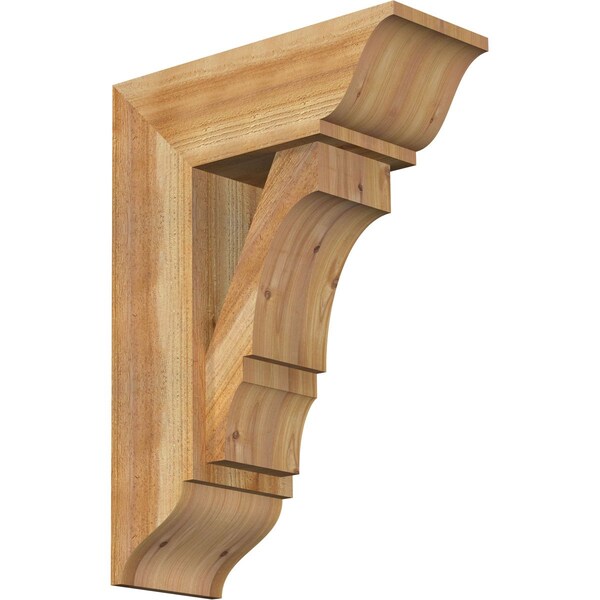 Ekena Millwork Balboa Traditional Rough Sawn Bracket w/ Offset Brace, Western Red Cedar, 8"W x 20"D x 28"H BKT0806X20X28BOA01RWR - main